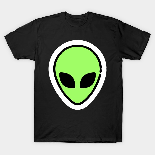 Alien Face // Line Art Sticker T-Shirt by Pulpixel